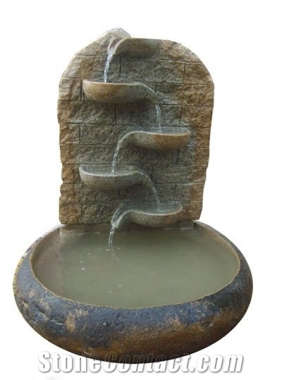 Rustic Yellow Granite Artworks Water Feature/Fount