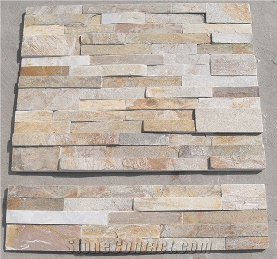 Quarzite Wall Cladding Panels, Beige Quartzite Wall Cladding