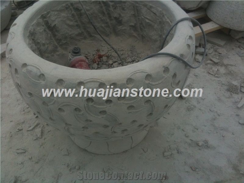 Blue Limestone Flower Pot