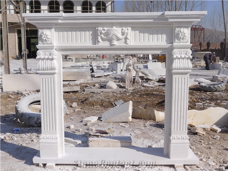 Hunan White Marble Fireplace