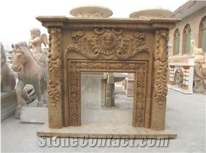 Sunny Beige Marble Fireplace