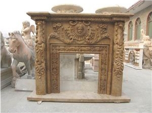 Sunny Beige Marble Fireplace