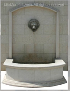 Sama Limestone Wall Mounted Fountain, Sama Beige Limestone Wall Mounted Fountain