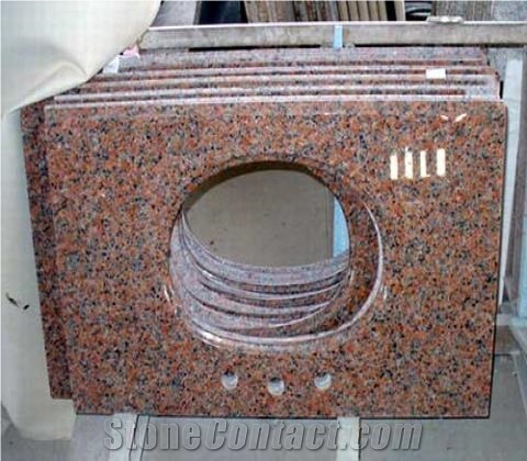 Chinese Red Granite Maple Red Vanity Tops Bathroom Countertop