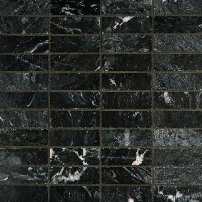 Flannel Polished Mosaic, Flannel Black Limestone Polished Mosaic