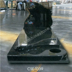 Shanxi Black Grasnite Europe Style Tombstone, Black Granite Tombstone