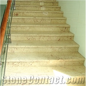 Egyptian Cream Marble Stairs, Egyptian Cream Yellow Marble Stairs