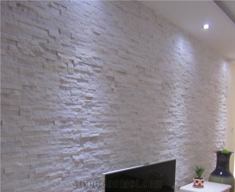 Pure White Stacked Stone, White Quartzite Stacked Stone
