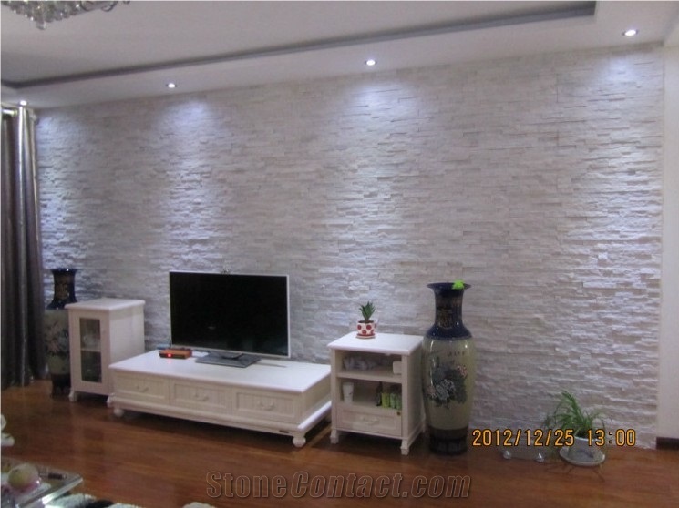 Pure White Stacked Stone, White Quartzite Stacked Stone