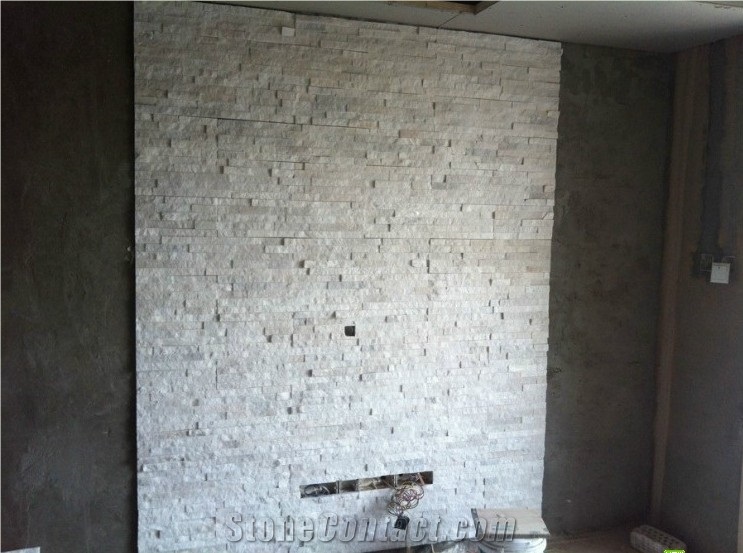 Pure White Stacked Stone, White Quartzite Stacked Stone