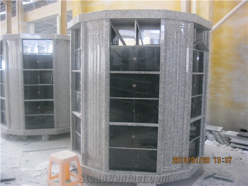 48/72/96Niches Cremation Columbarium, Grey Granite Cremation Columbarium
