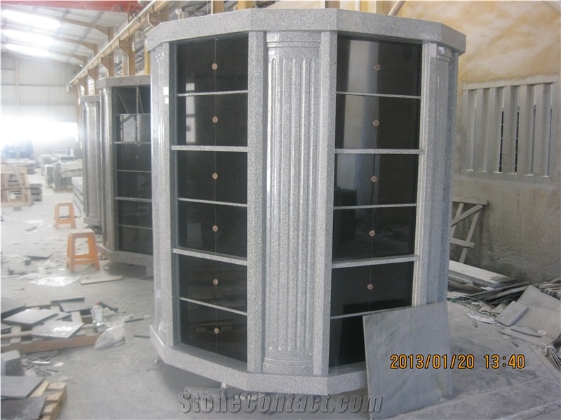 48/72/96Niches Cremation Columbarium, Grey Granite Cremation Columbarium