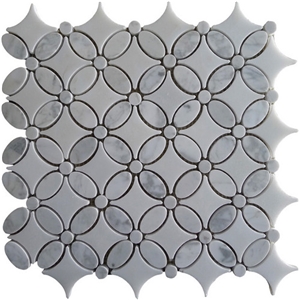 Bianco Carrara Marble and White Thassos Marble Hexagon Mosaic Tile