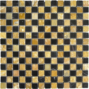 China Marquina Cooper Yellow Marble Mosaic