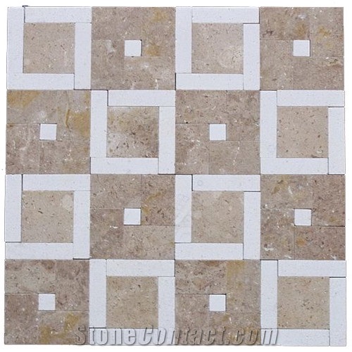 Coffee Travertine,Pure White Marble Mosaic Tile, Beige Travertine Mosaic