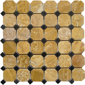 Cooper Yellow + Black Margiua Marble Mosaic Tile Cooper Yellow + Black Margiua Marble Mosaic Tile