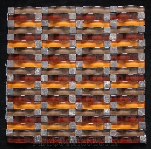 Glass Mosaic Tile G0026, Brown Marble Glass Mosaic
