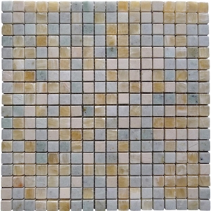 Honey Onyx Pure White Ming Green Marble Mix Mosaic