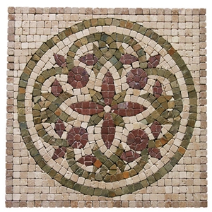Travertine Mosaic Medallion T076, China Beige Travertine Mosaic Medallion