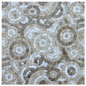 Travertine Mosaic Medallion T080, China Yellow Travertine Medallion