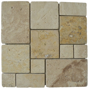 Travertine Mosaic Tile, China Yellow Travertine Mosaic