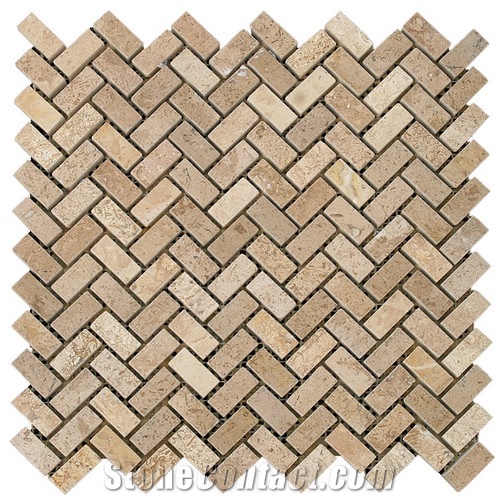 Travertine Mosaic Tile T070, China Yellow Travertine Mosaic