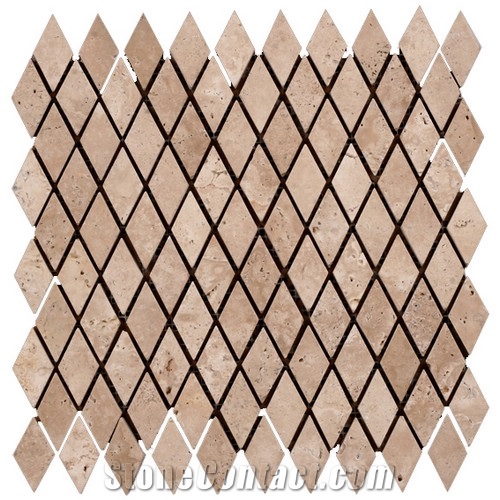 Travertine Mosaic Tile T071, China Brown Travertine Mosaic