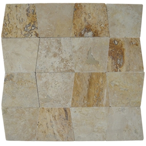 Travertine Mosaic Tile T075, China Yellow Travertine Mosaic