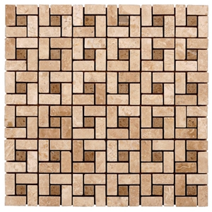 Travertine Mosaic TileT019, China Yellow Travertine Mosaic