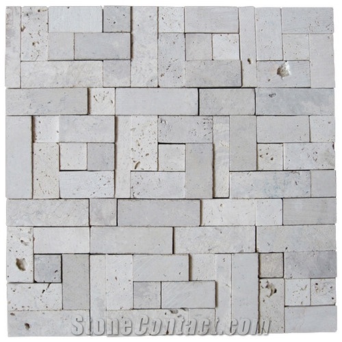 Travertine Mosaic TileT021, China Beige Travertine Mosaic