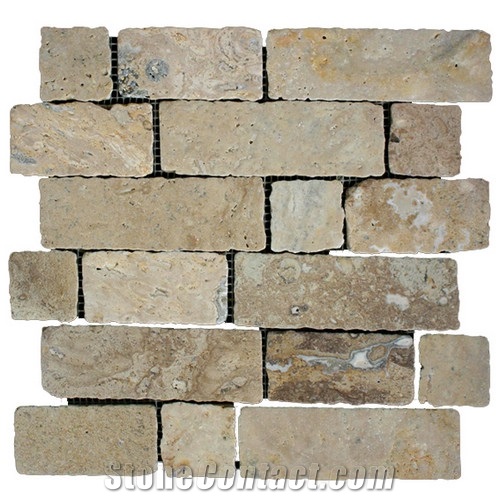 Travertine Mosaic TileT029, China Brown Travertine Mosaic