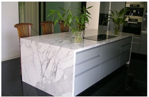Calacatta Marble Kitchen Island Top, Calacatta White Marble Kitchen Island Top