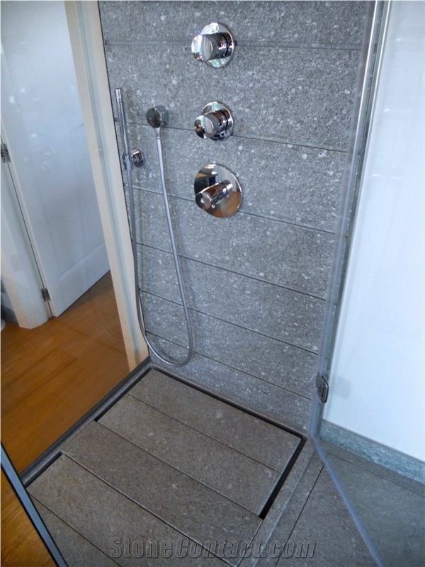 Bathroom Design in Pietra Di Luserna, Pietra Di Luserna Grey Quartzite Bathroom Design