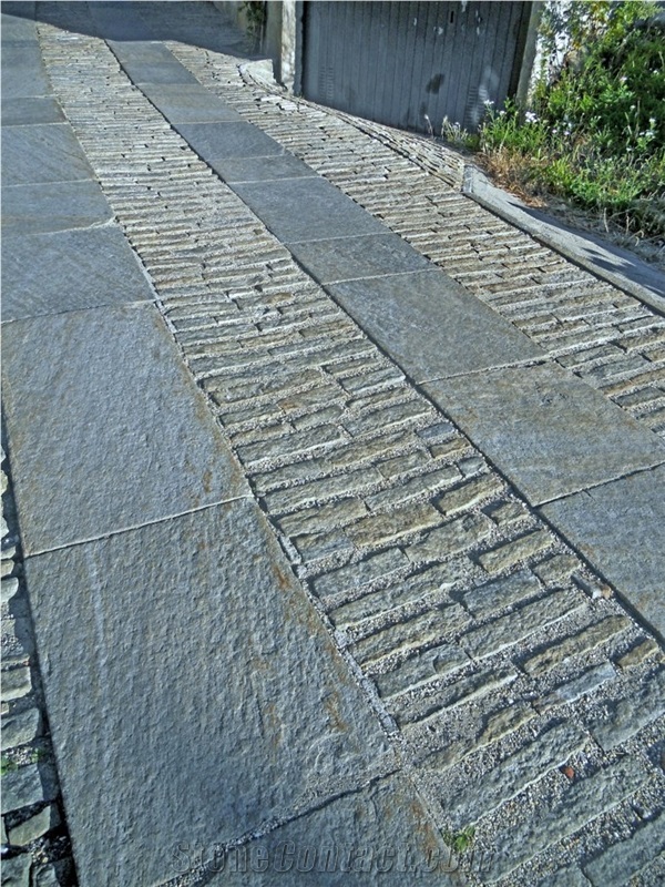Pietra Di Luserna Binders and Smolleri, Pietra Di Luserna Grey Quartzite Cobble, Pavers