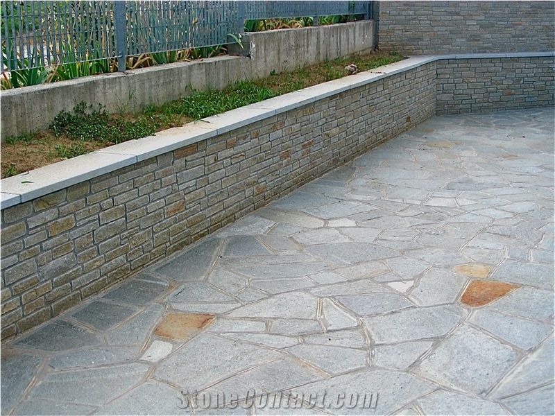 Pietra Di Luserna Flagstone Paver, Pietra Di Luserna Grey Quartzite Flagstone Paver