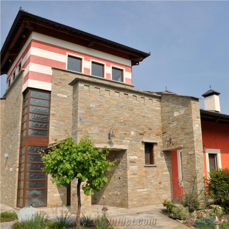 Pietra Di Luserna Gialla Walling, Pietra Di Luserna Gialla Yellow Quartzite Walling