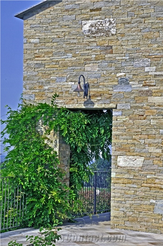 Pietra Di Luserna Gialla Walling, Pietra Di Luserna Gialla Yellow Quartzite Walling