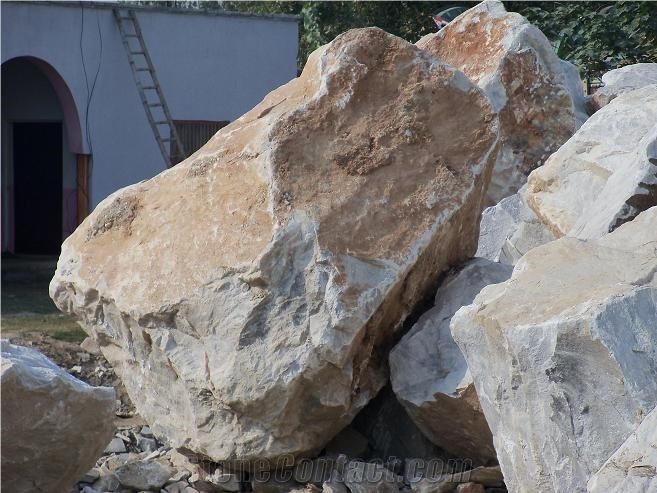 Marble Big Boulders with Jasper and Lapis Lazuli, Pakistan White Marble