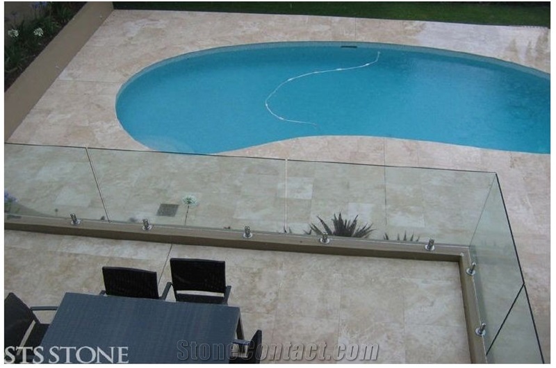 Travertine Cashmere Pool Coping, Cashmere Beige Travertine Pool Coping