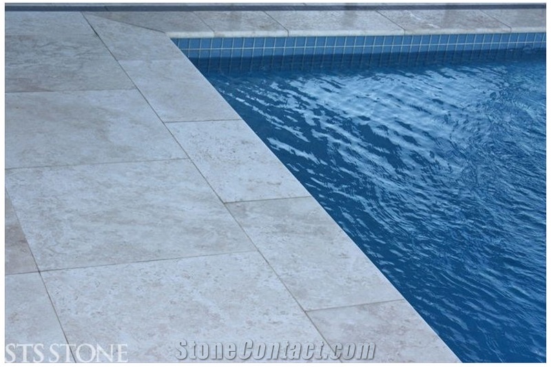 Travertine Cashmere Pool Coping, Cashmere Beige Travertine Pool Coping
