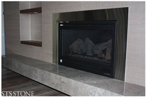 V Grey Fireplace Deck, Grey Limestone Fireplace V Grey Fireplace Deck, Grey Limestone Fireplace