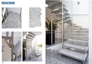 Bianco Sardo Staircase, Bianco Sardo White Granite Staircase