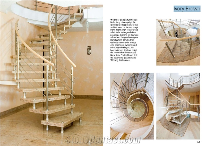 Ivory Brown Granite Staircase, Ivory Brown Beige Granite Staircase