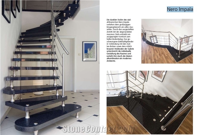 Nero Impala Granite Staircase, Nero Impala Black Granite Staircase