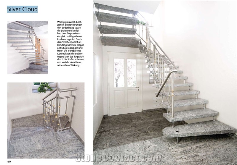 Silver Cloud Granite Staircase, Silver Cloud Grey Granite Staircase