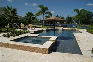 Classic Torreon Travertine Honed & Filled Pool Cop, Beige Travertine Pool Coping