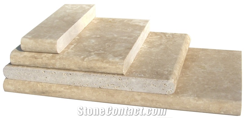 Classic Torreon Travertine Honed & Filled Pool Cop, Beige Travertine Pool Coping