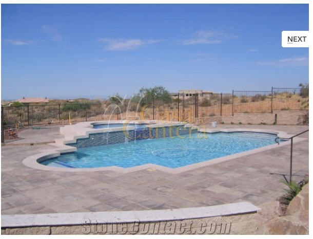 Cantera Pools & Scuppers, Cantera Crema Beige Pool Coping