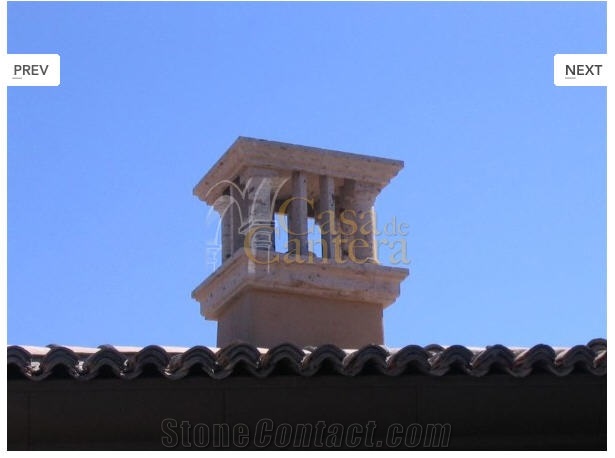 Chimney Caps in Cantera Stone, Gris Moreno Beige Cantera Chimney Caps
