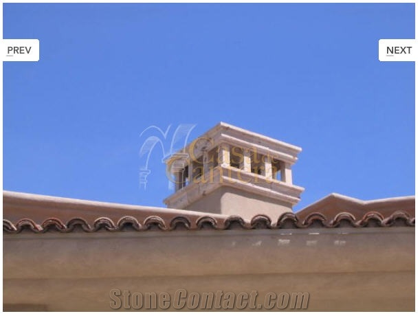 Chimney Caps in Cantera Stone, Gris Moreno Beige Cantera Chimney Caps
